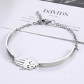 Women Fashion Jewelry Simple Stainless Steel Gold Hamsa Hand Bangle Bracelet